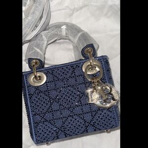 ⭕️ SOLD ⭕️ Micro denim crystal embellished Lady Dior